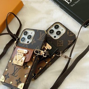 Alternative view of Stylish LV iPhone Case with Card Holder & Crossbody Strap