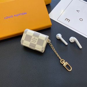 Alternative view of Luxury LV-Inspired AirPods Case Collection with Chain Attachment