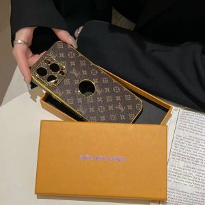 Alternative view of LV Monogram Checkered iPhone Case Collection with Gold Accents