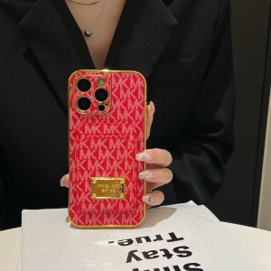 Alternative view of Luxury MK-Inspired Card Holder iPhone Case with Gold Frame