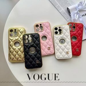 Luxury CC-Inspired Quilted Phone Case with Ring Holder Design