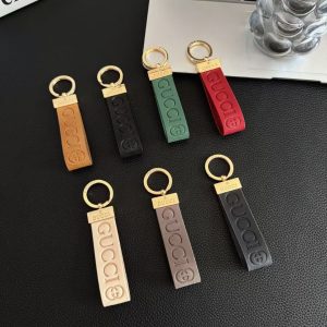 Luxury GG Keychain Strap with Embossed Logo & Gold