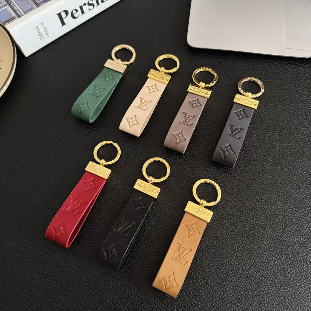 Luxury LV Monogram Keychain Strap with Gold Accent