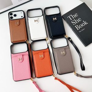 Luxury HMS Wallet Phone Case with Strap & Card Slot