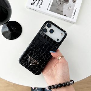 Alternative view of Luxury PR Croco Pattern Case with Triangle Logo