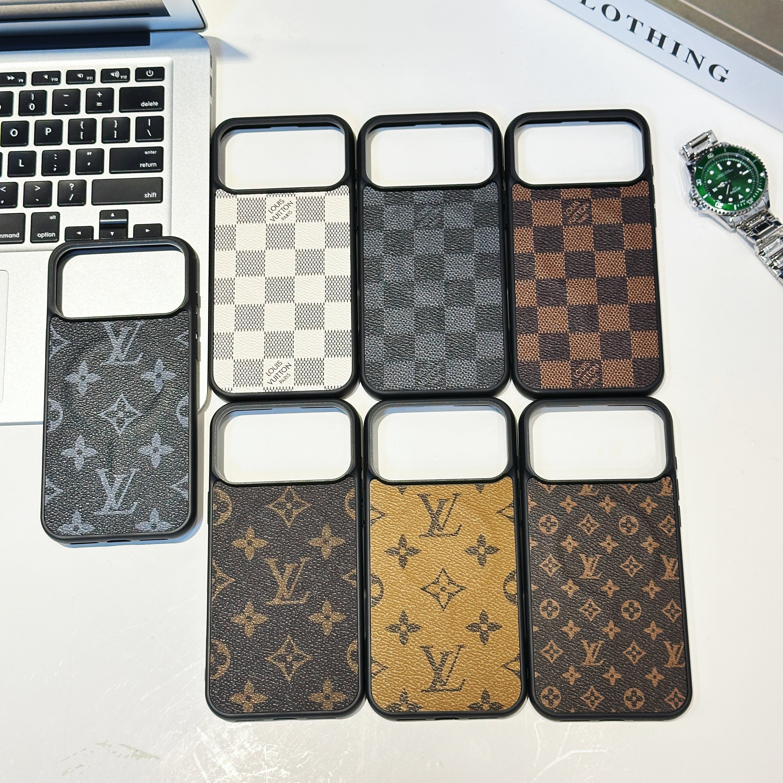 Luxury Monogram & Check Pattern iPhone Case