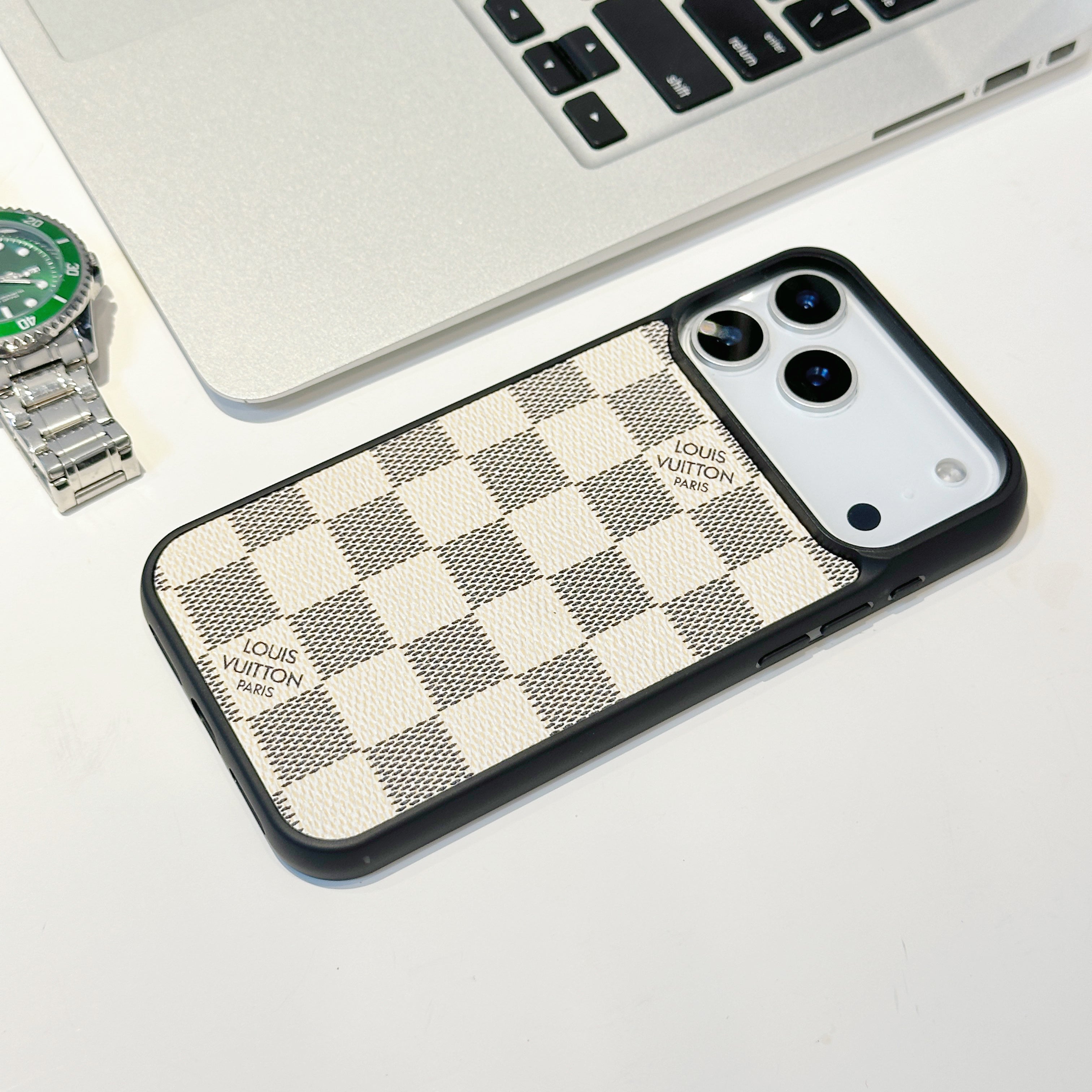 Luxury Monogram & Check Pattern iPhone Case - 画像 (5)